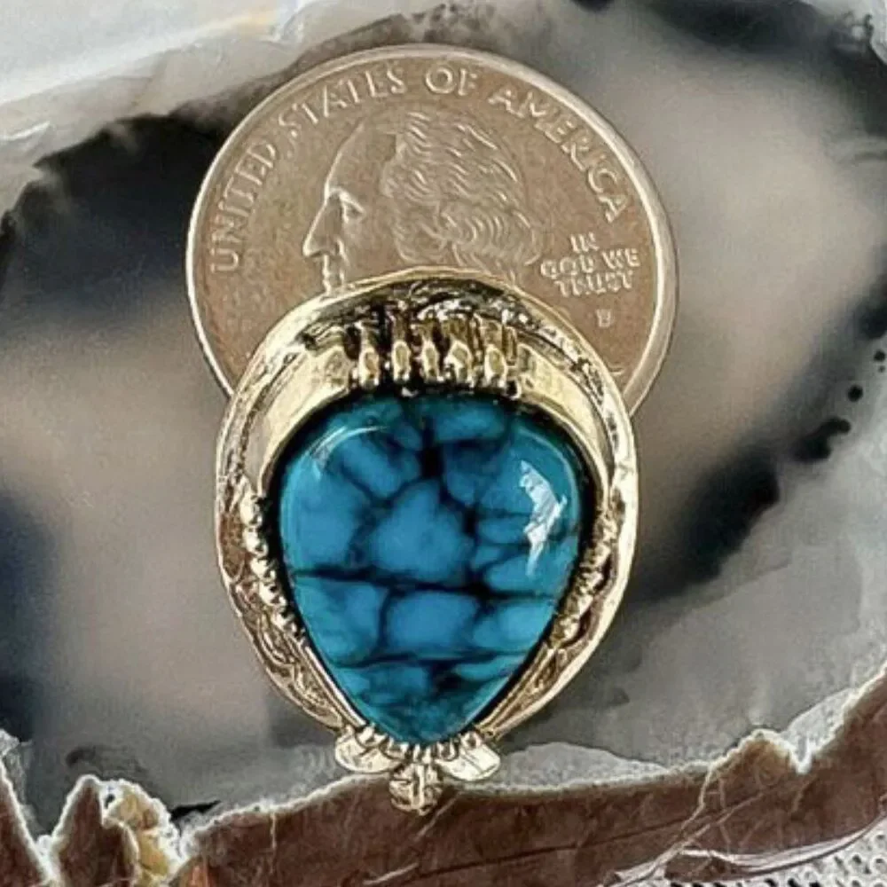 Vintage 60's 70's Signed Arthur Pepper ART Turquoise Teardrop Clip Earrings